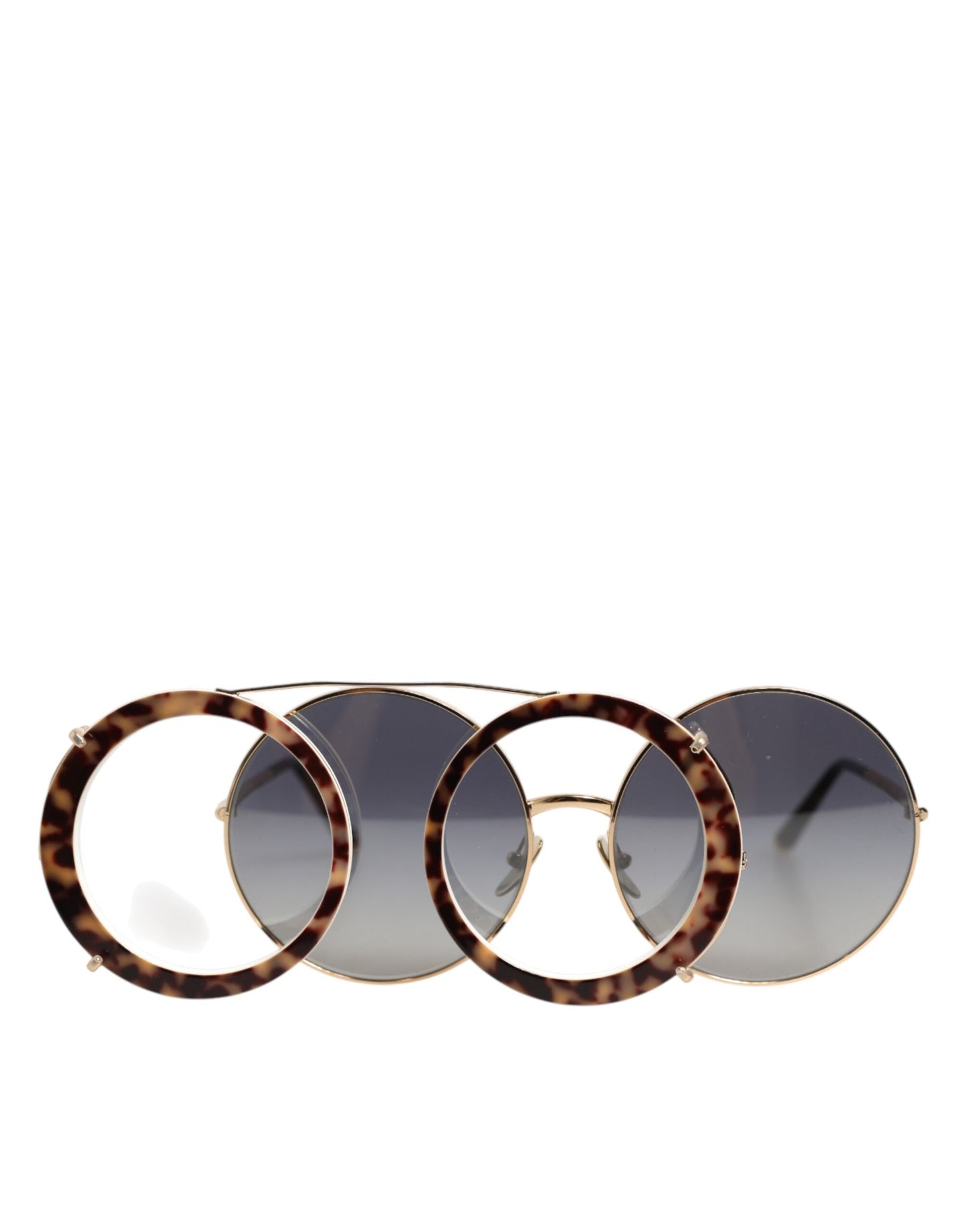 DG2198 Brown Leopard Print Gradient Round Sunglasses