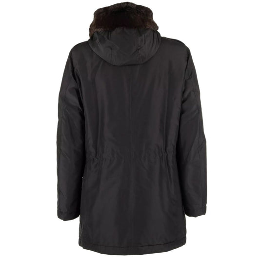 Black Silk Men Parka