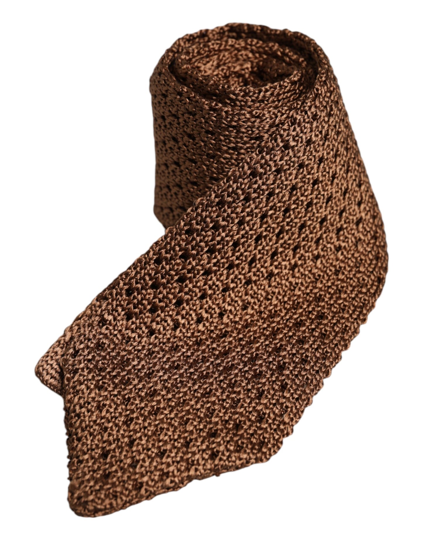 Brown 100% Silk Adjustable Necktie Men Accessory Tie