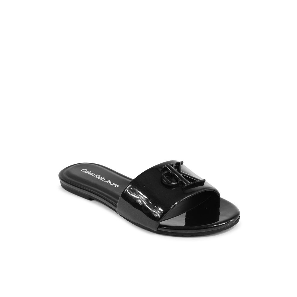 Black Polyester Slippers
