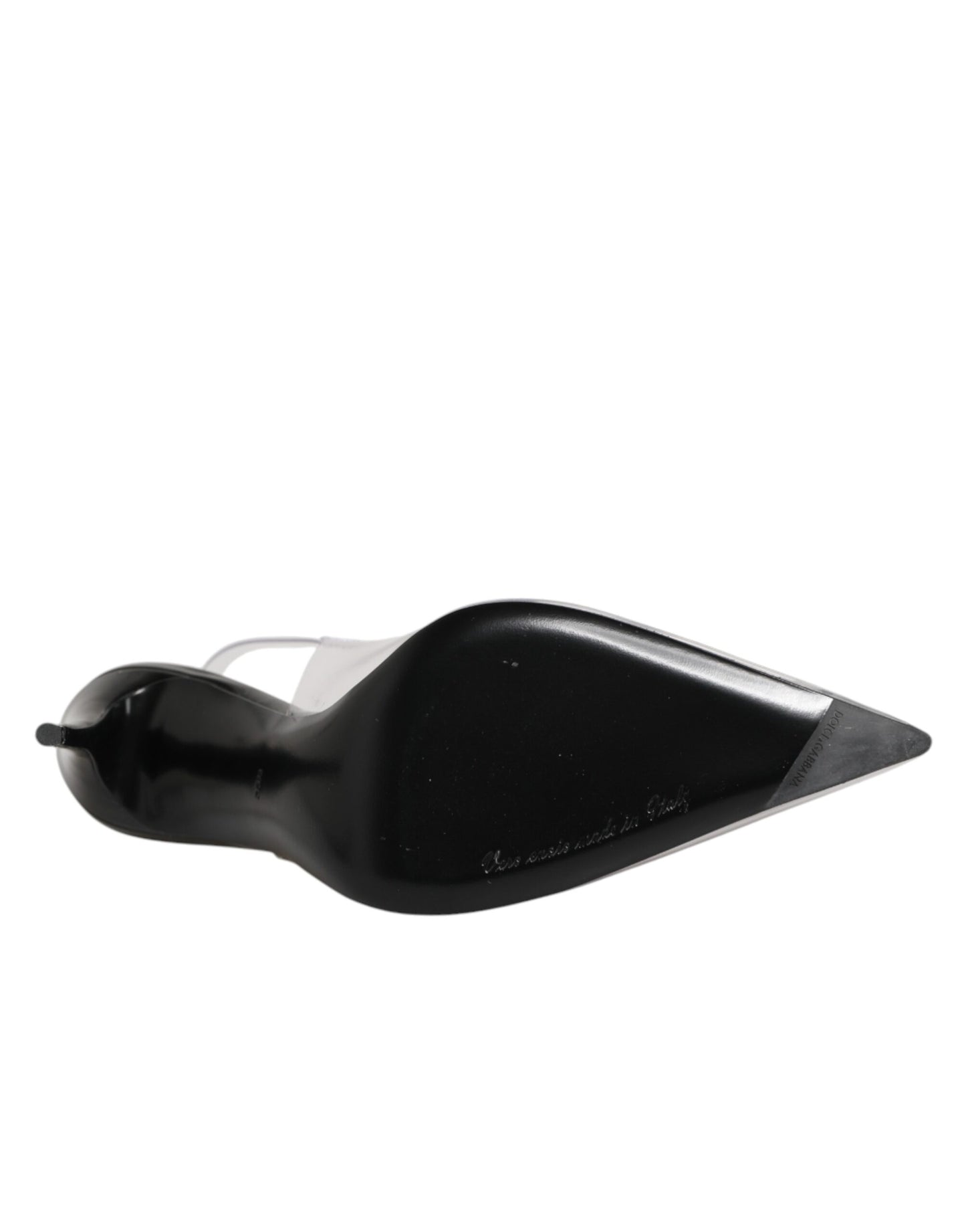 Black Leather Clear PVC Slingback Pumps Shoes