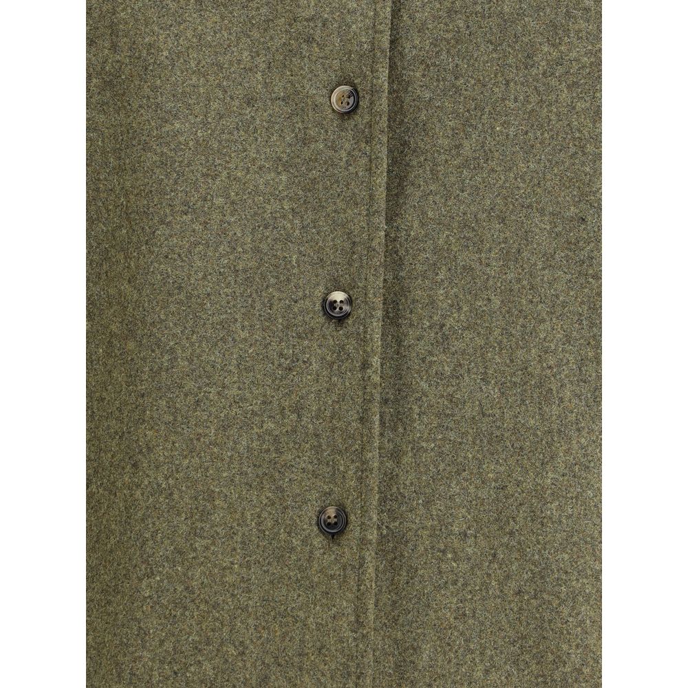 Green Fleece Wool Dress Shirt