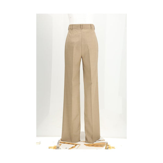 Brown Fleece Wool Casual Pants