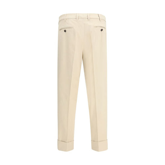 Beige Cotton Casual Pants