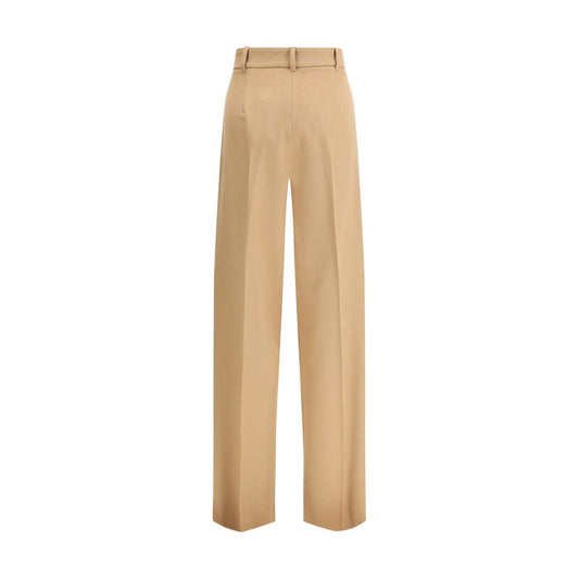 Beige Fleece Wool Casual Pants