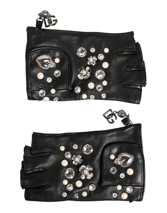 Blue Logo Fingerless Wrist Length Mitten Gloves