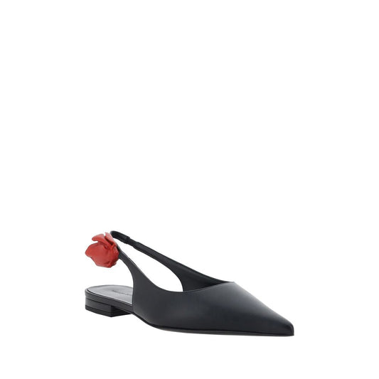 Black Calf Leather Bos Taurus Ballet Flats