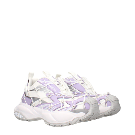 White Fabric Chunky Sneakers
