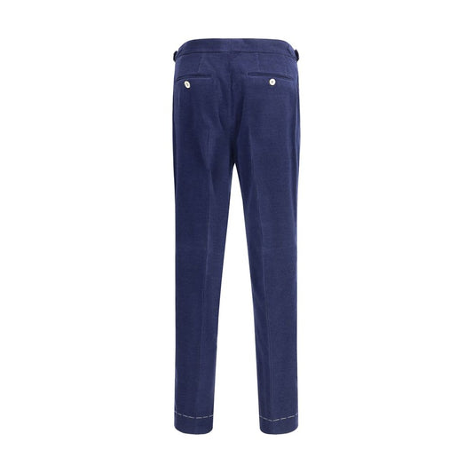 Blue Wool Casual Pants
