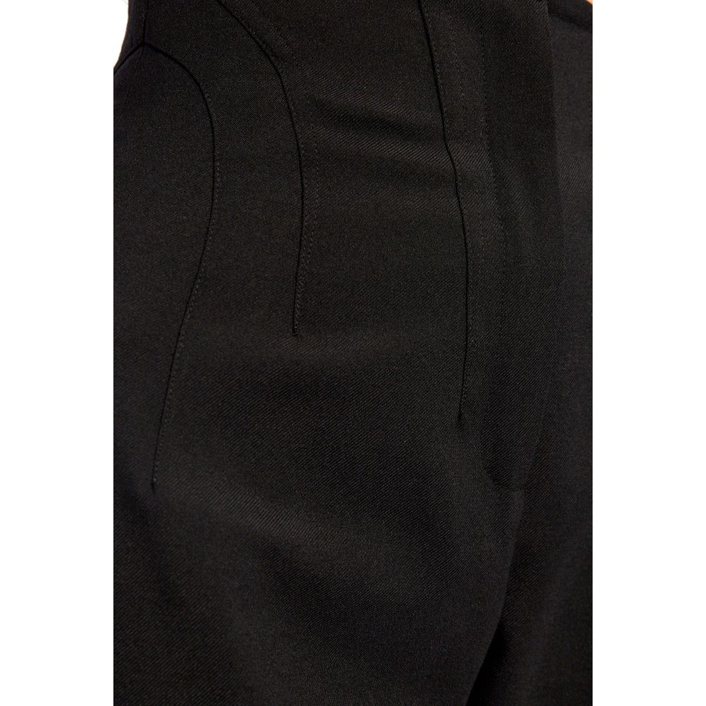 Black Elastane Casual Pants