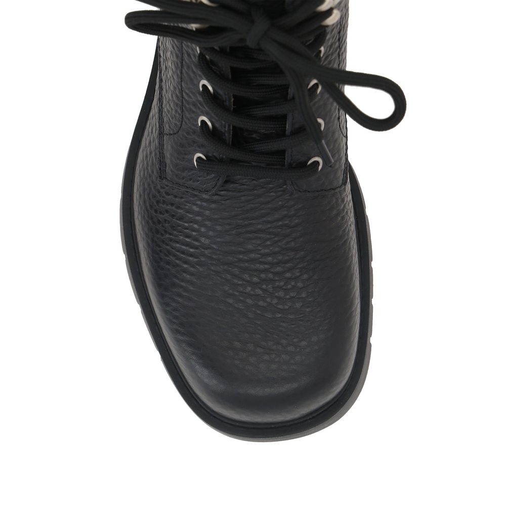 Black Calfskin Lace-Up Boots