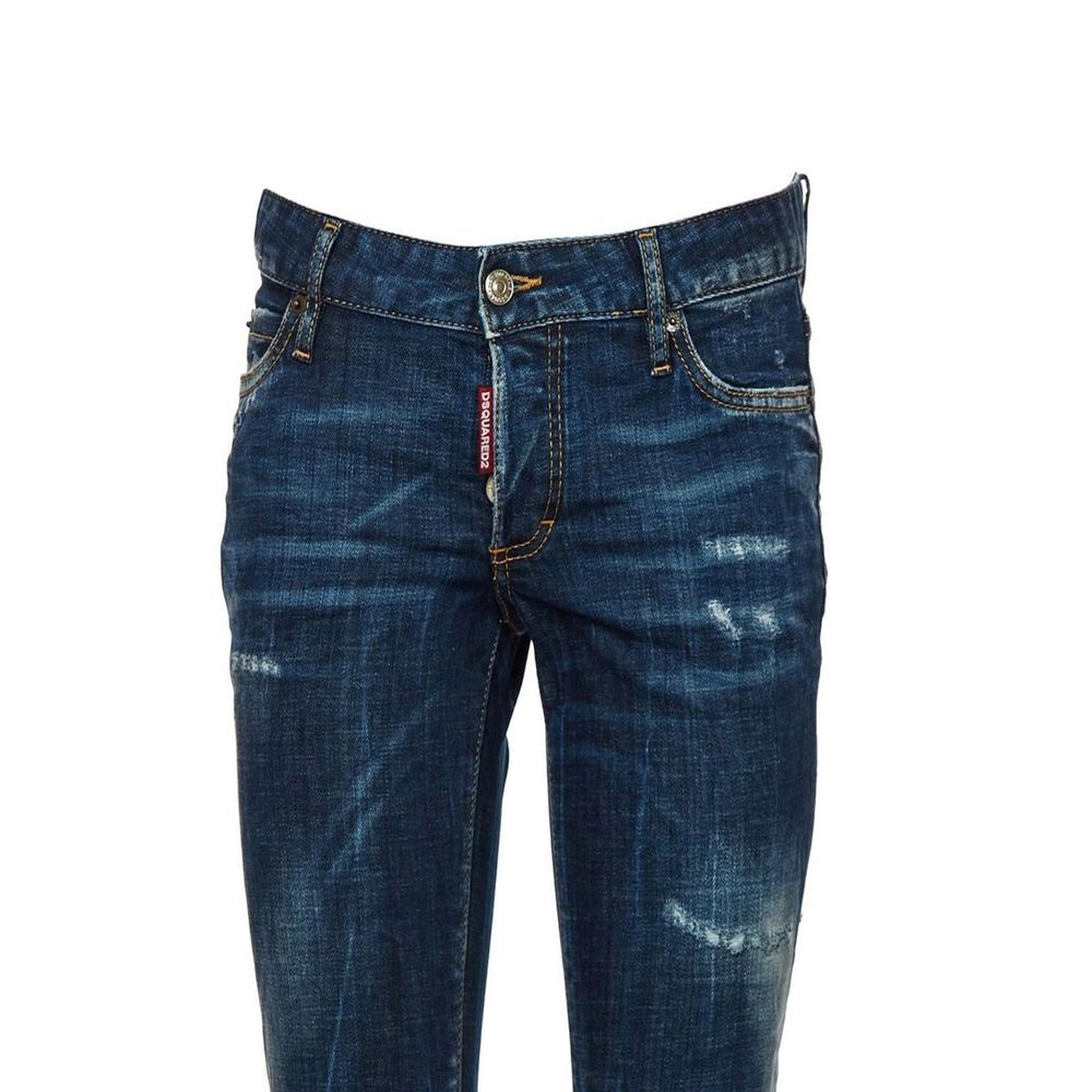 Blue Cotton Skinny Jeans