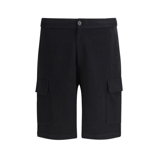 Black Cotton Bermuda Shorts