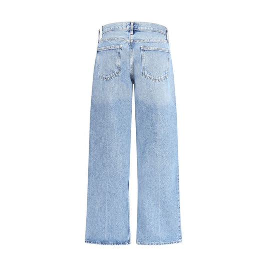 Blue Cotton Straight-Leg Jeans