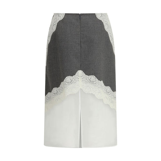 Gray Polyester Midi Skirt
