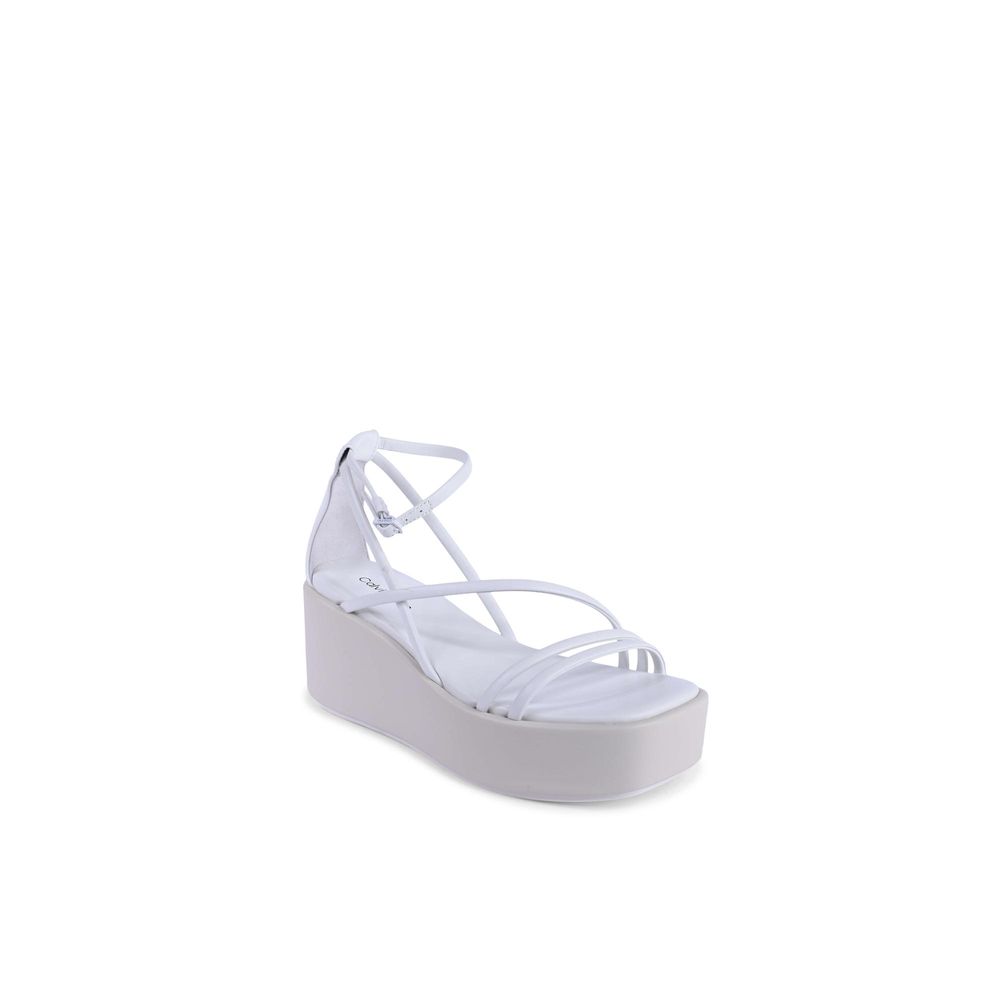 White Leather Platform Sandals