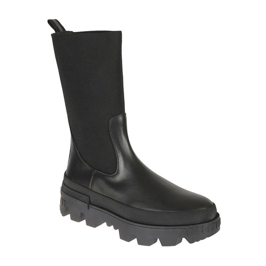 Black Calfskin Flat Boots