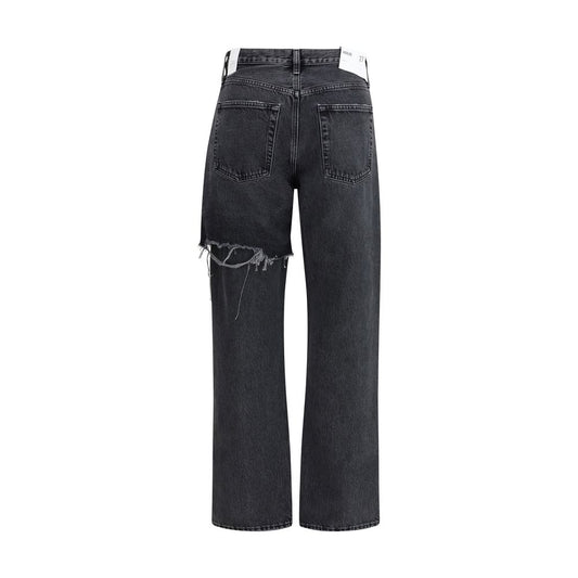 Black Recycled Cotton Straight-Leg Jeans