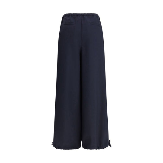 Blue Fleece Wool Casual Pants