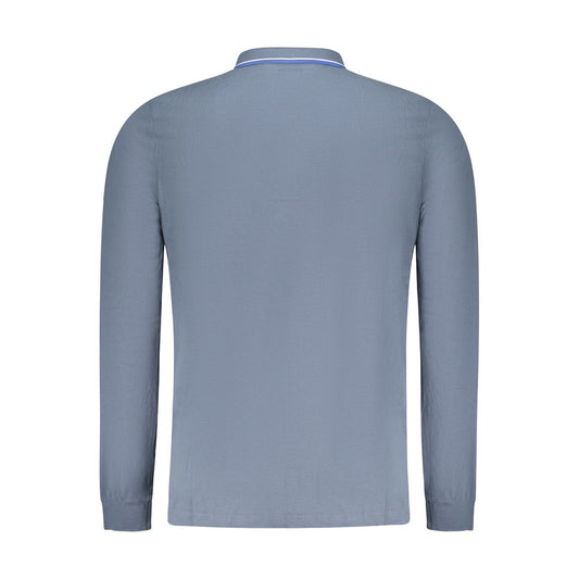 Blue Cotton Men Polo Shirt