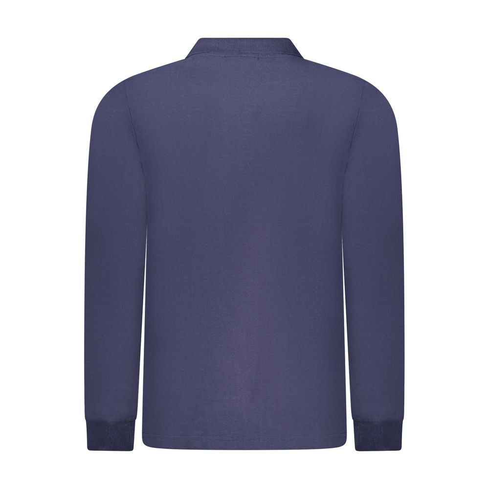 Blue Cotton Men Polo Shirt