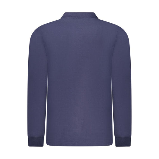 Blue Cotton Men Polo Shirt