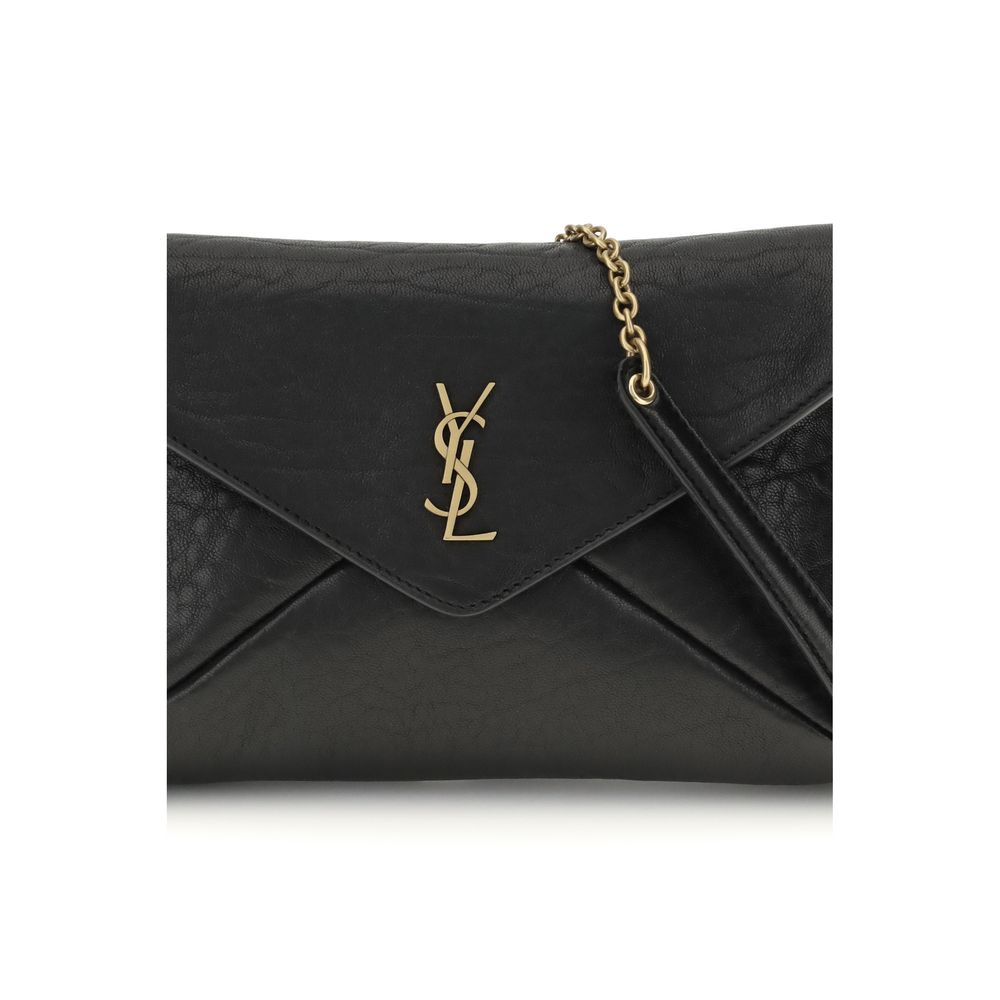 Black Lamb Leather Clutch Bag