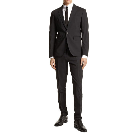 Black Elastane Two-Piece Suit