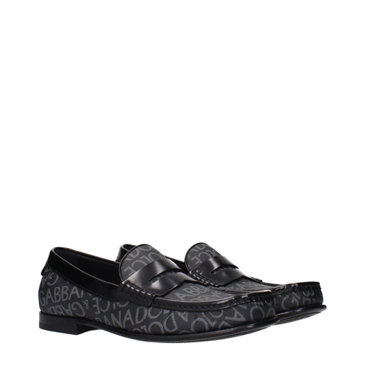 Black Fabric Slip-On Loafers