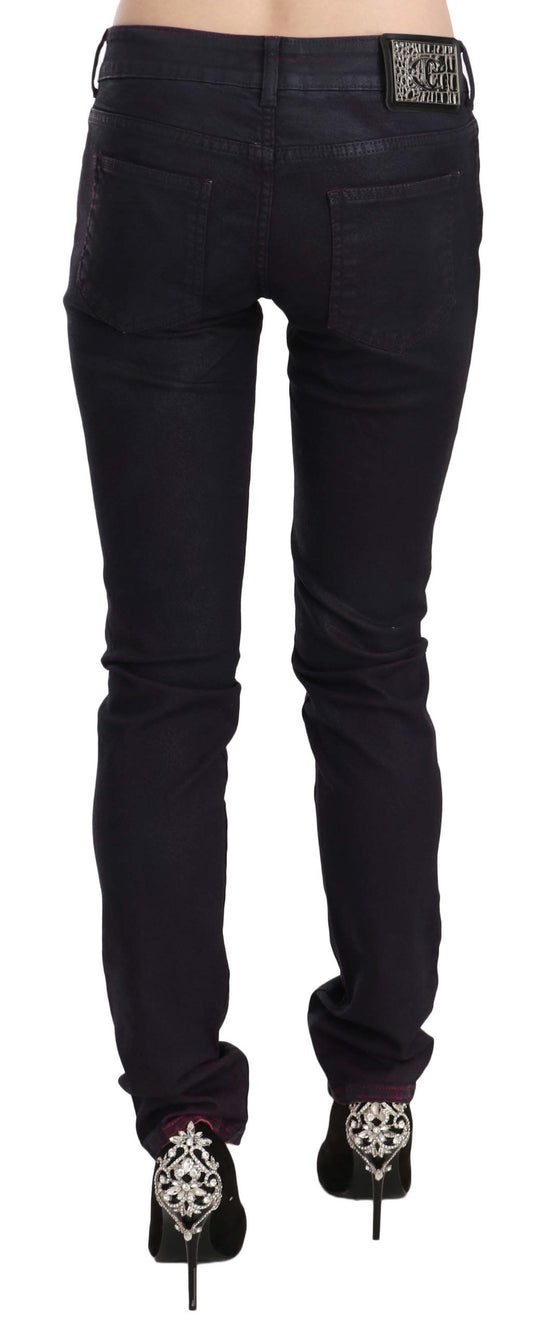 Black Cotton Low Waist Skinny Denim Pants