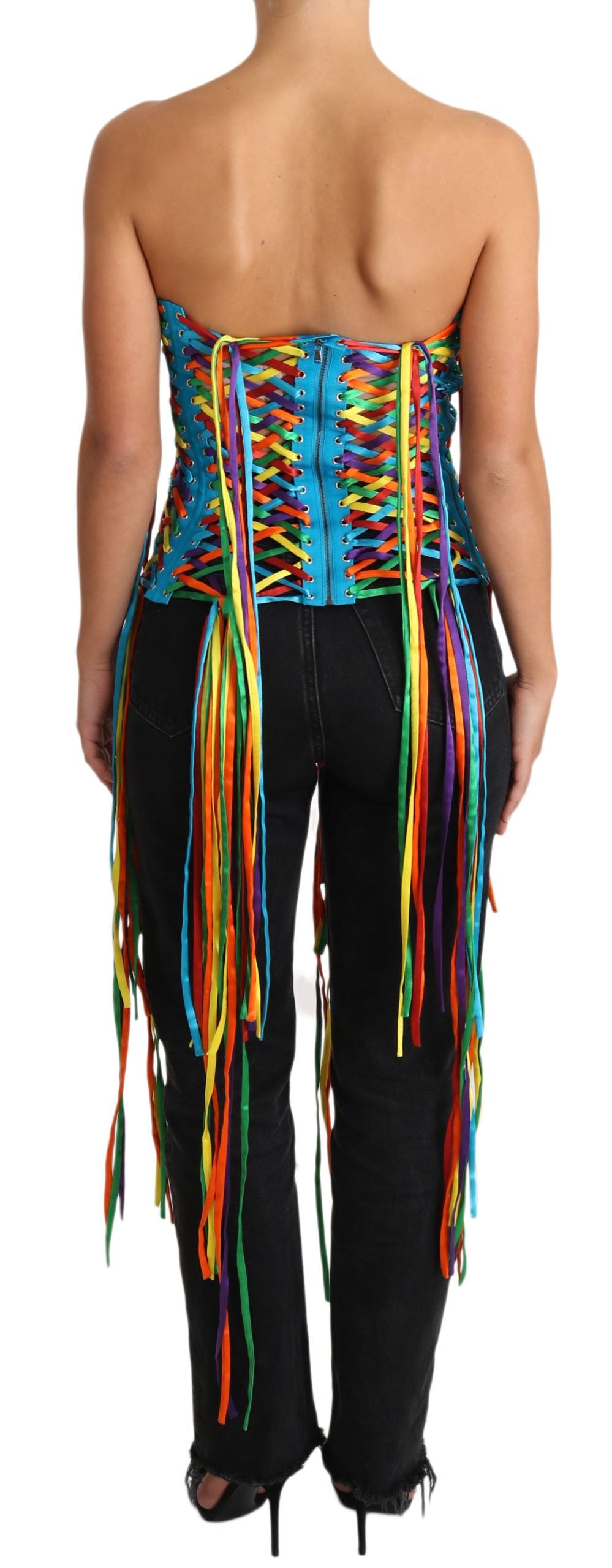 Multicolor Strings Bustier Polyester Corset  Top