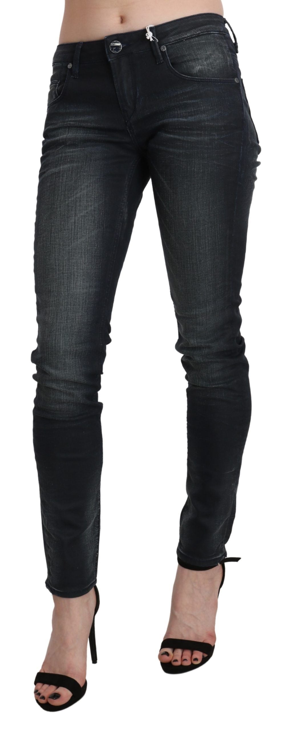 Black Washed Low Waist Skinny Denim Trouser