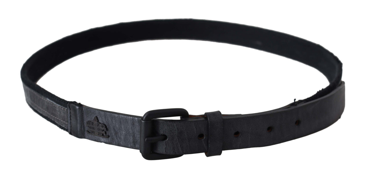 Black Leather Logo Buckle Waist