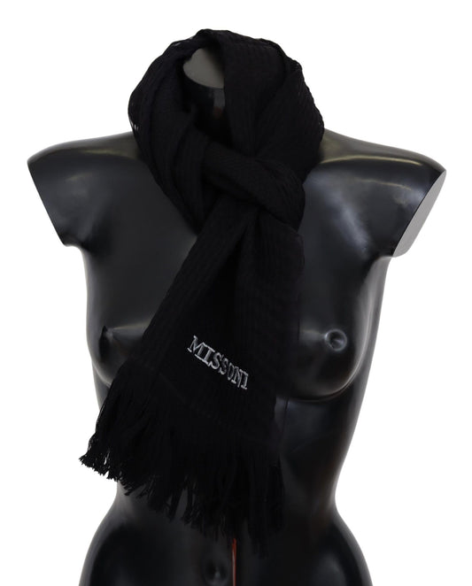 Black Wool Unisex Neck Warmer Wrap Scarf