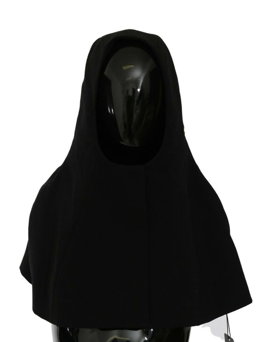 Black Wool Whole Head Hooded Scarf Hat