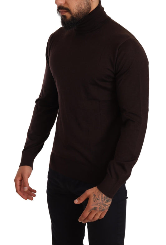 Brown Cashmere Turtleneck Pullover Sweater