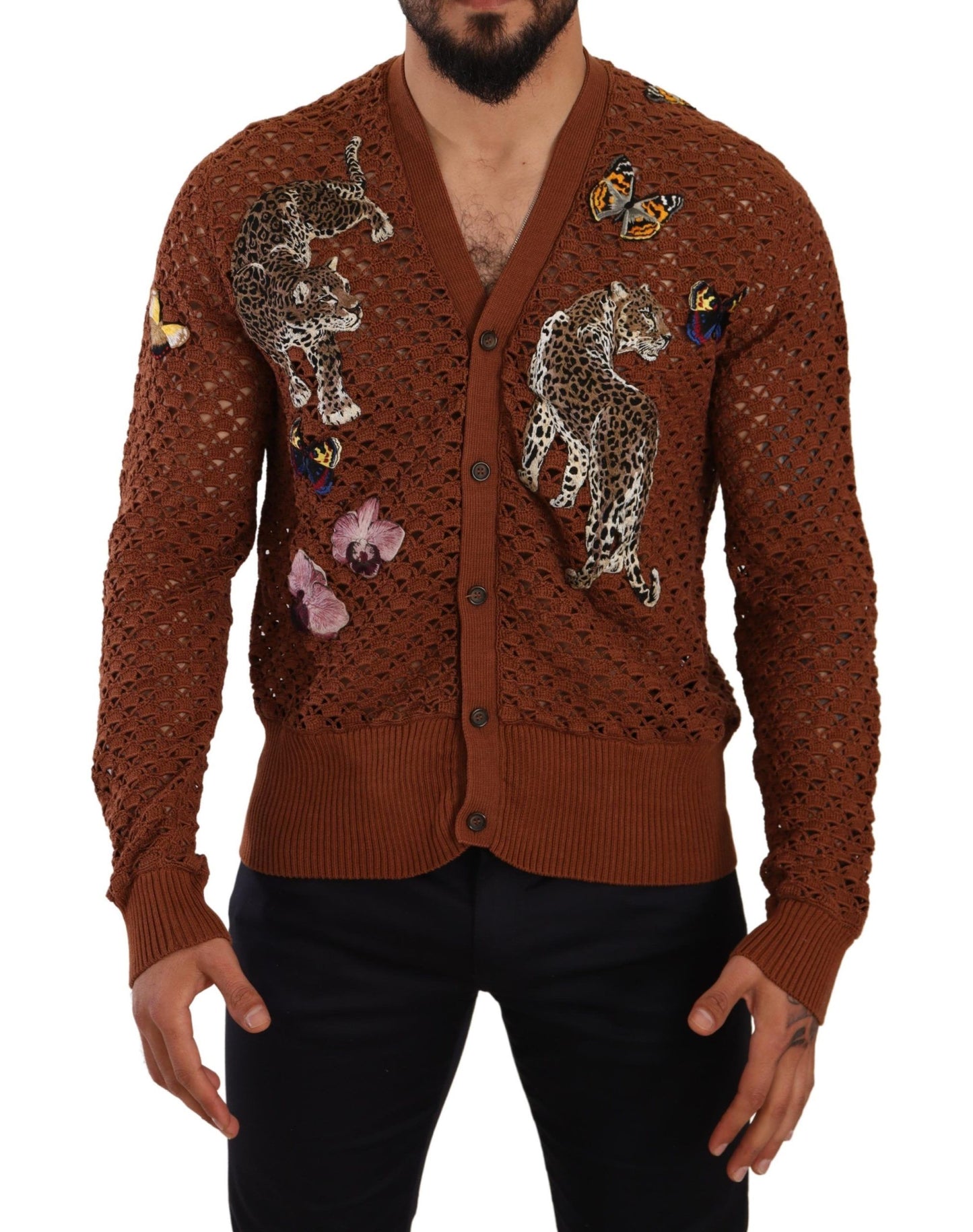 Brown Leopard Butterfly Cardigan Sweater