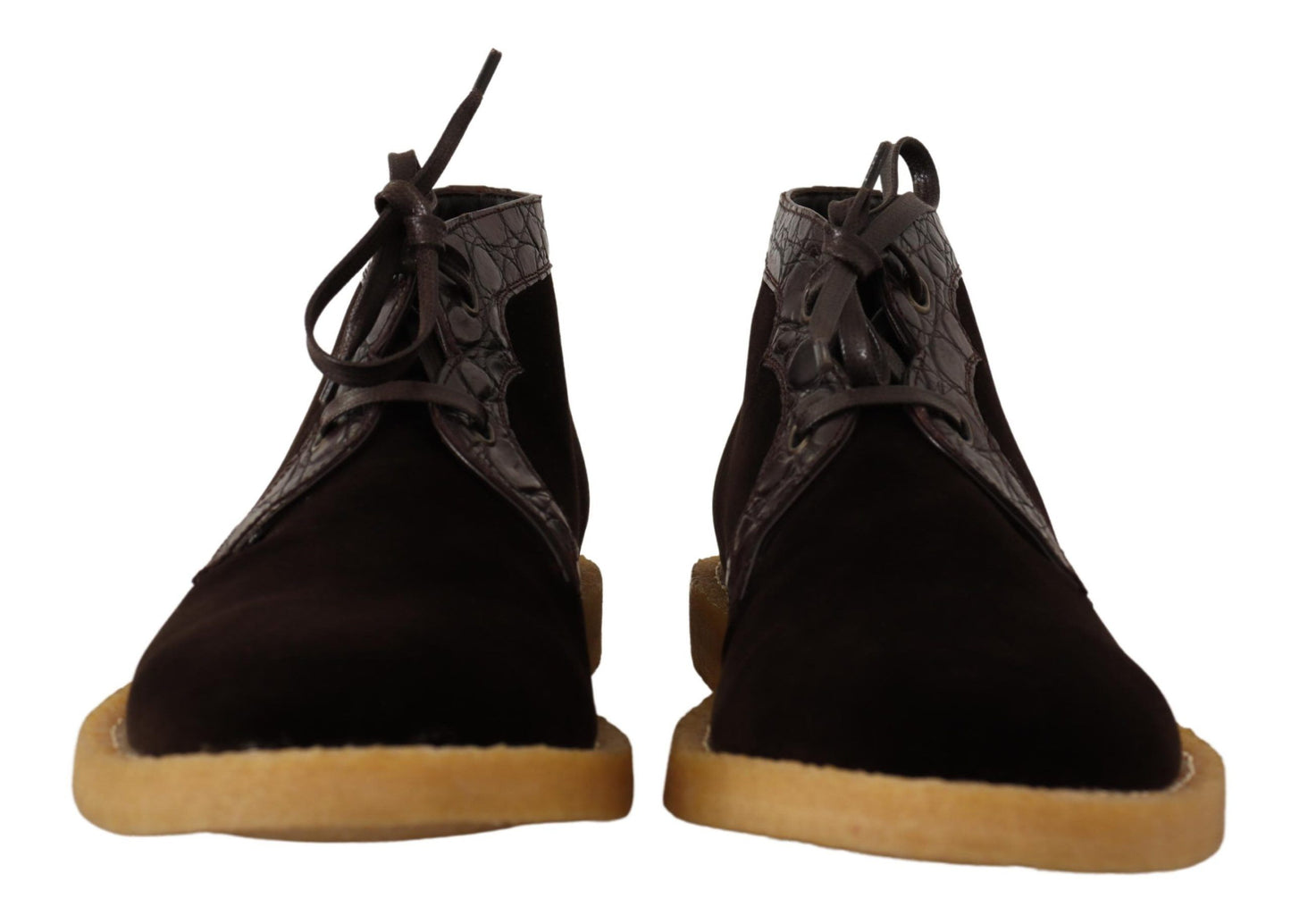 Brown Velvet Exotic Leather Boots