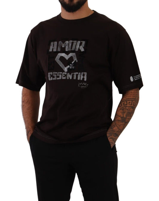 Bordeaux Cotton L-Amore Print Crewneck T-shirt