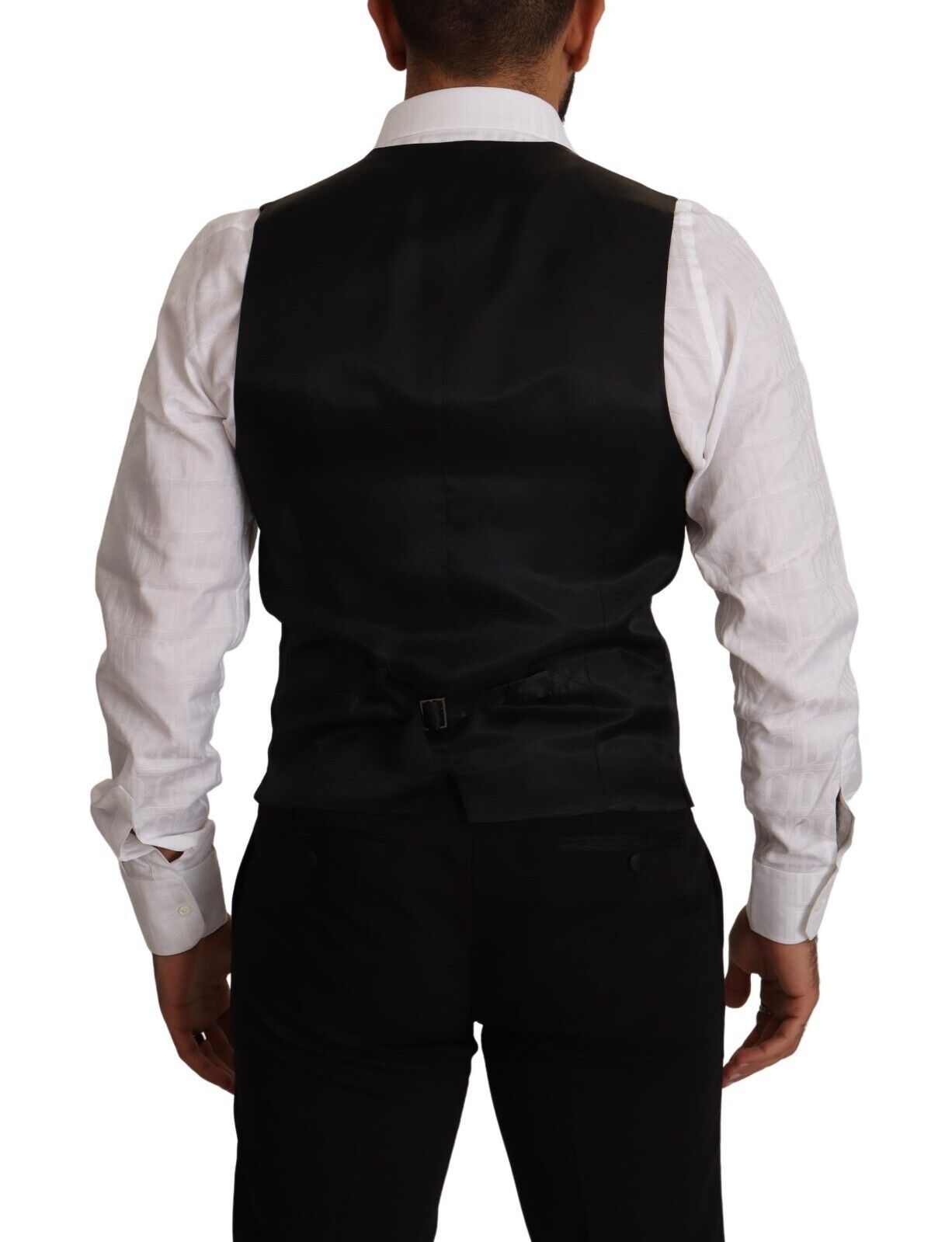 Blue Striped Wool Stretch Waistcoat Vest