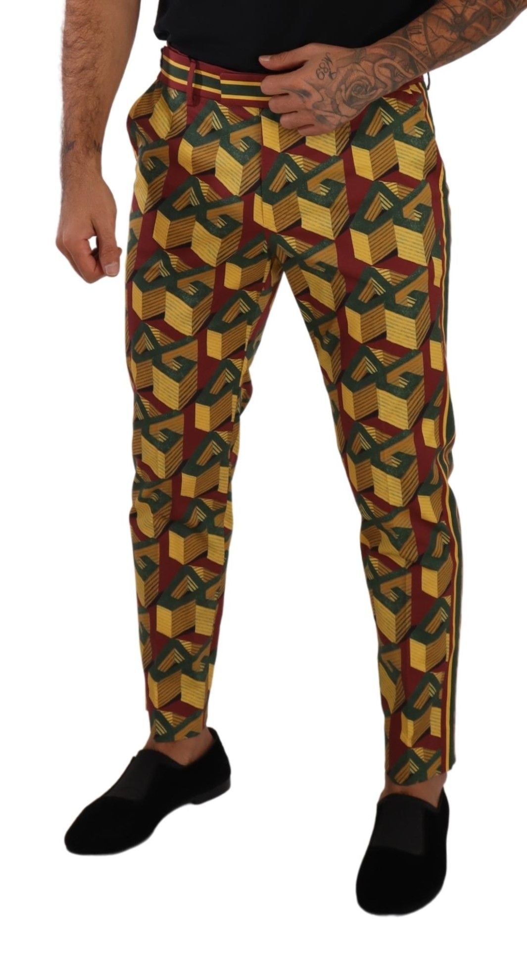 Multicolor Logo Mania Cotton Tapered Trouser Pants