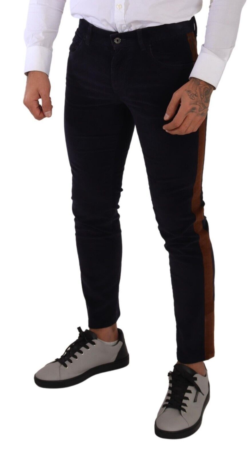Blue Cotton Stretch Skinny Corduroy Jeans