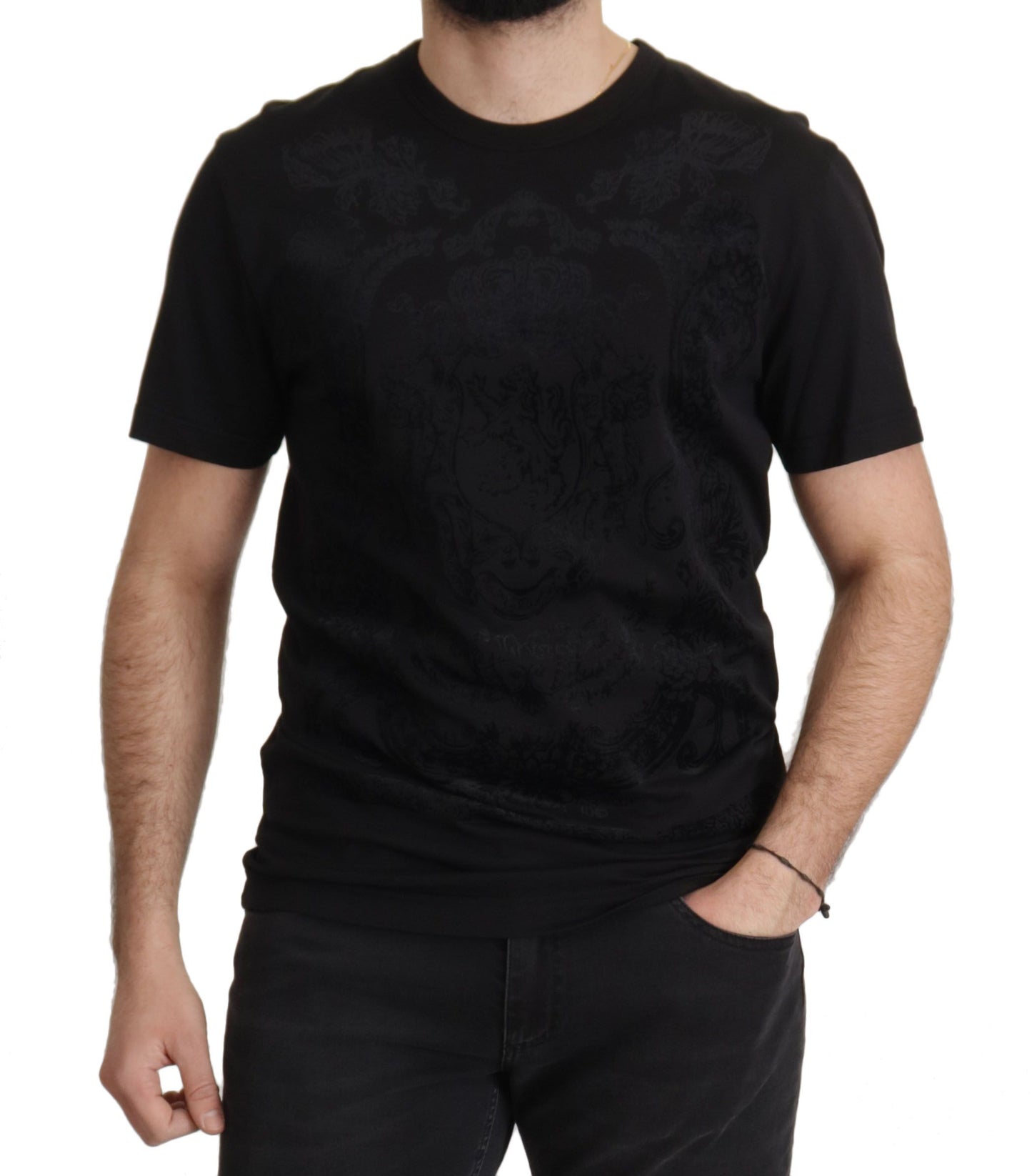 Black DG Baroque Cotton Crewneck T-shirt