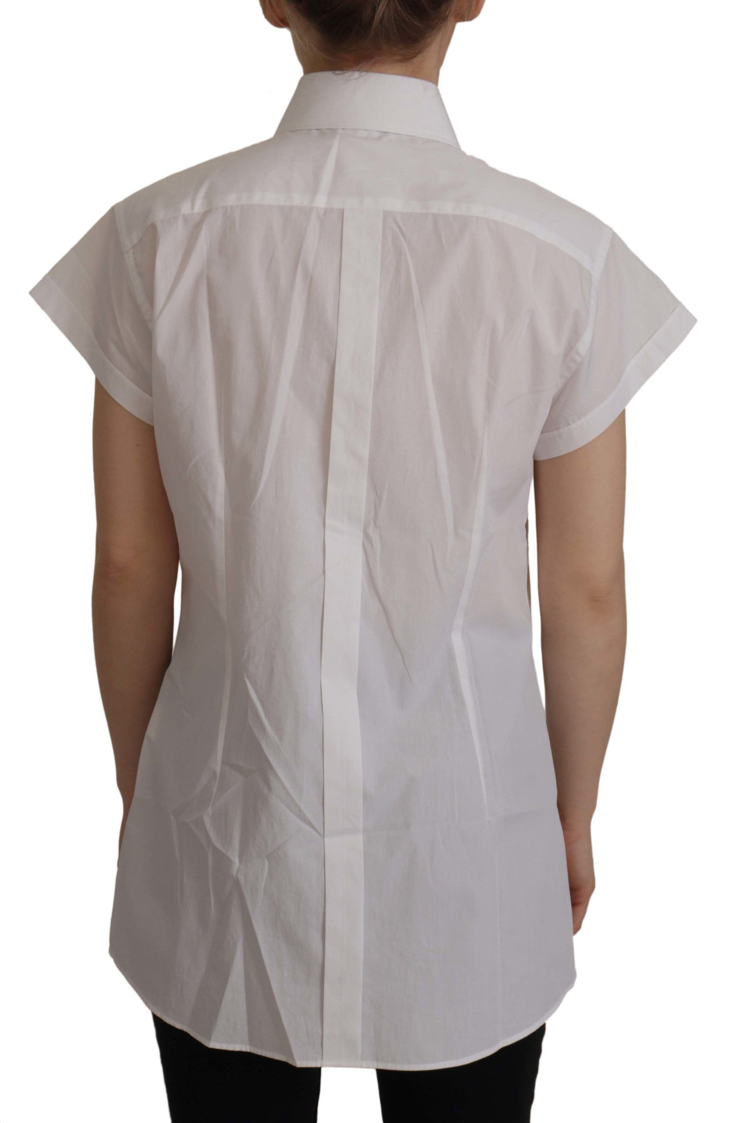 White Sleeveless Tuxedo Formal Blouse Top