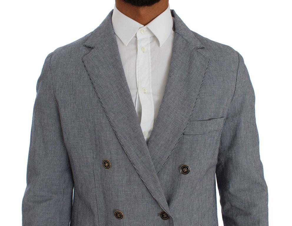 Blue Double Breasted Regular Fit Blazer