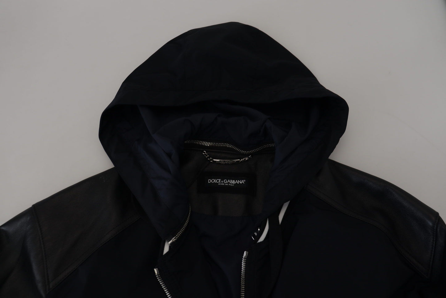 Black Polyester Hooded Blouson Coat Jacket