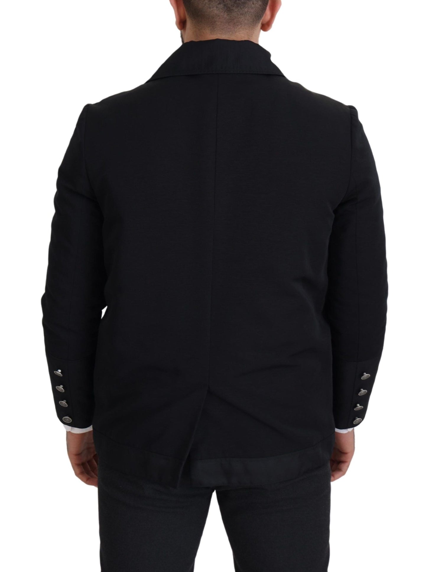 Black Wool Collared Full Zip Jacket