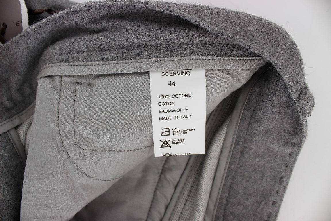 Gray Cotton Straight Fit Casual Pants