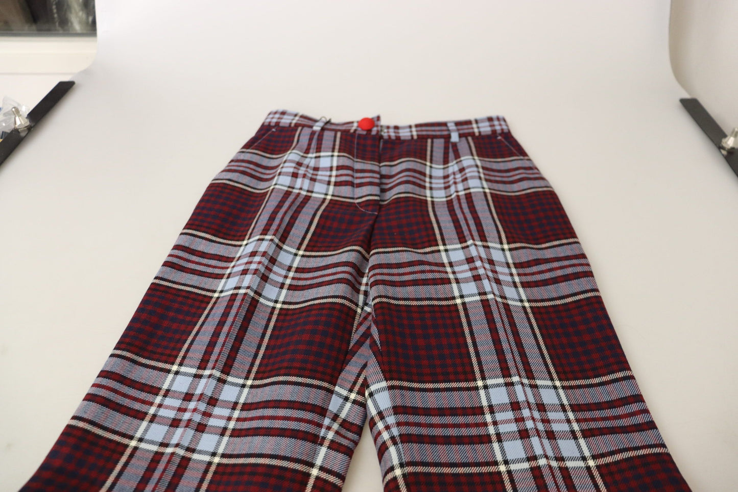 Gray Checked High Waist Cropped Trouser Pants