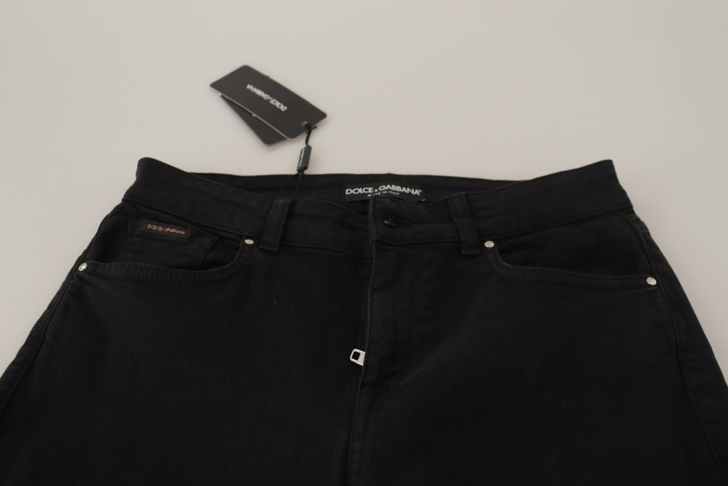Black Mid Waist Skinny Denim Cotton Jeans